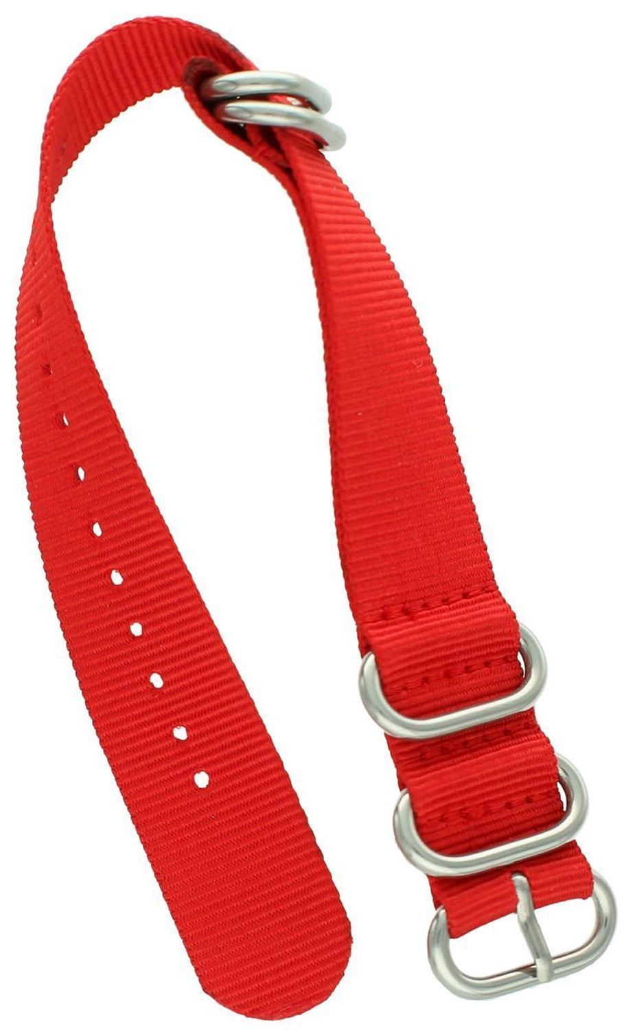 Pasek do zegarka NATO 009 w czerwonym kolorze. Nylonowy, parciany, długość 26 cm, szerokość 20 mm. Idealny do zegarków sportowych i codziennych.1.jpg